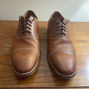 Steve Madden Mens Nellow Leather Cognac Brown Leather Cap Toe Dress Shoes Sz 11